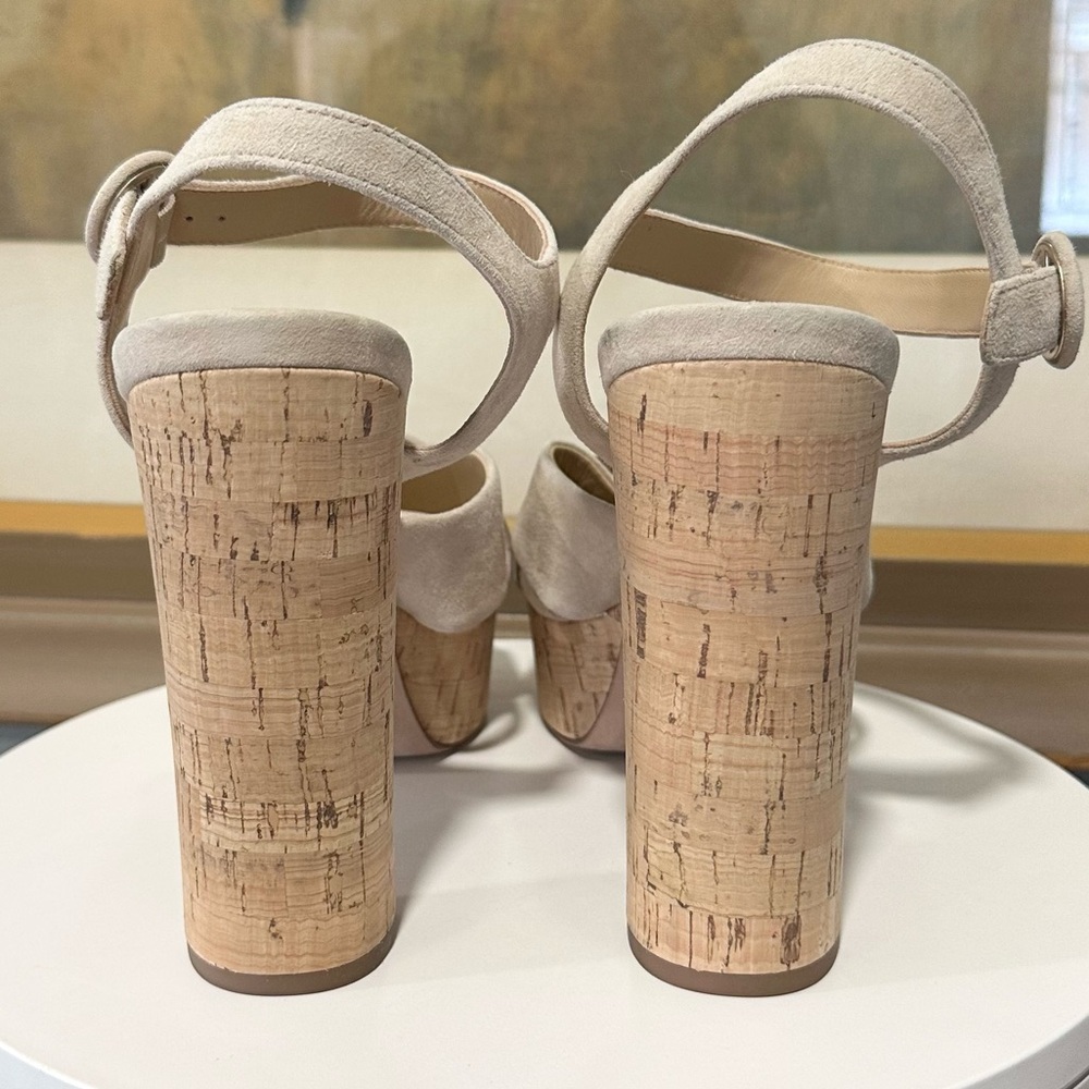🌹VERONICA BEARD🌹 Lucille Cork Suede Platform Sandals Size: 9M - Picture 6 of 16